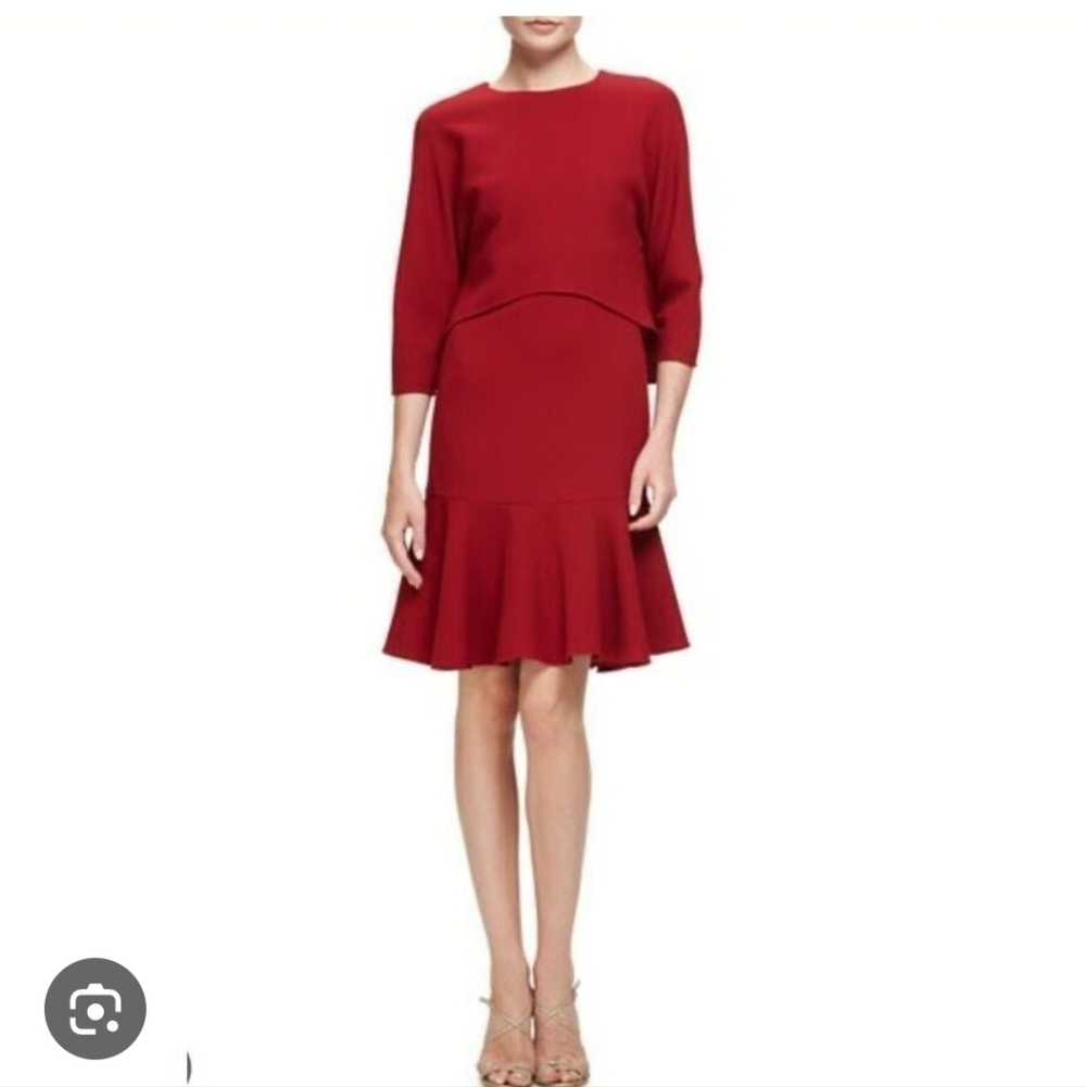 NWOT Teri Joh Chic Red Dress with Flared Hem 100% Wool
